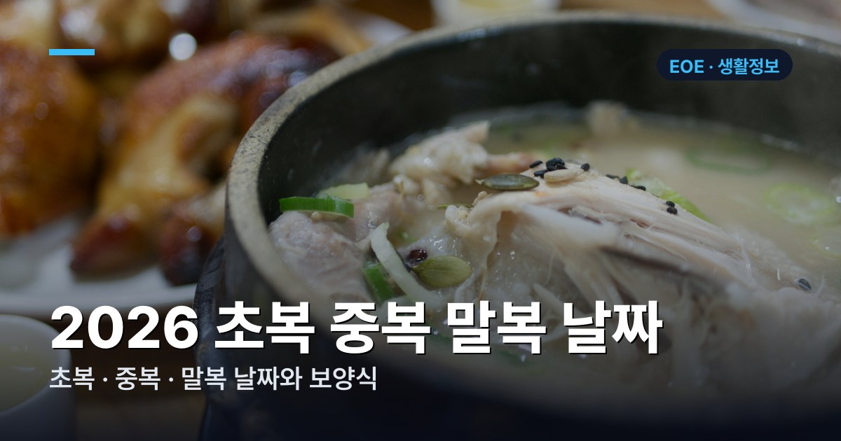 2026 초복 중복 말복 날짜와 보양식