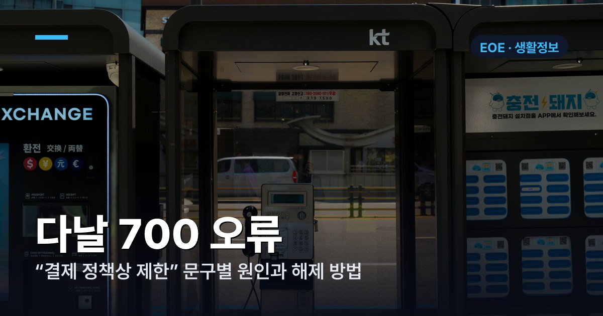 다날 700 오류 해결법 | “결제 정책상 제한”의 진짜 원인 (2026)