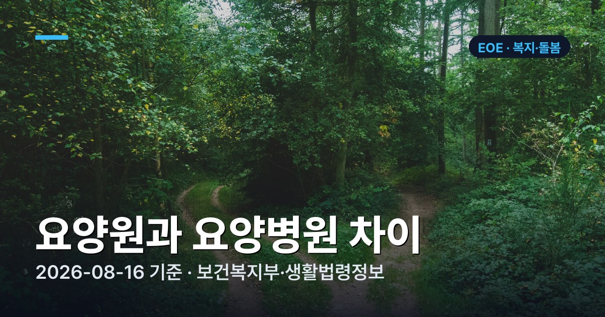 요양원과 요양병원 차이 비교표