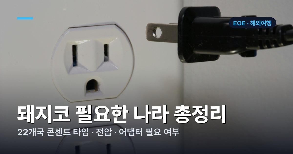 돼지코 필요한 나라 총정리 (2026) | 22개국 콘센트·전압 한 표